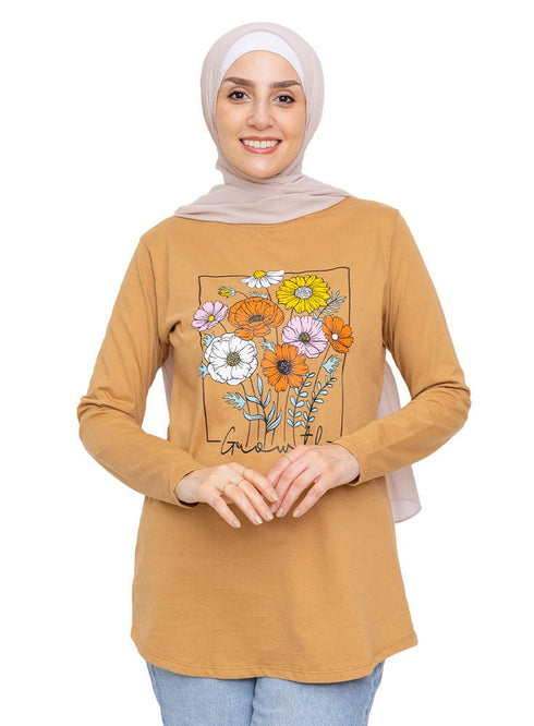 Biscuit Printed Long - Sleeve Design 16 - Khotwh